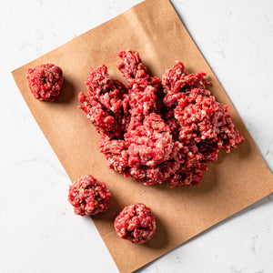 Gluten and preservative free grass fed meatball mince ready to roll into meatballs and cook. 